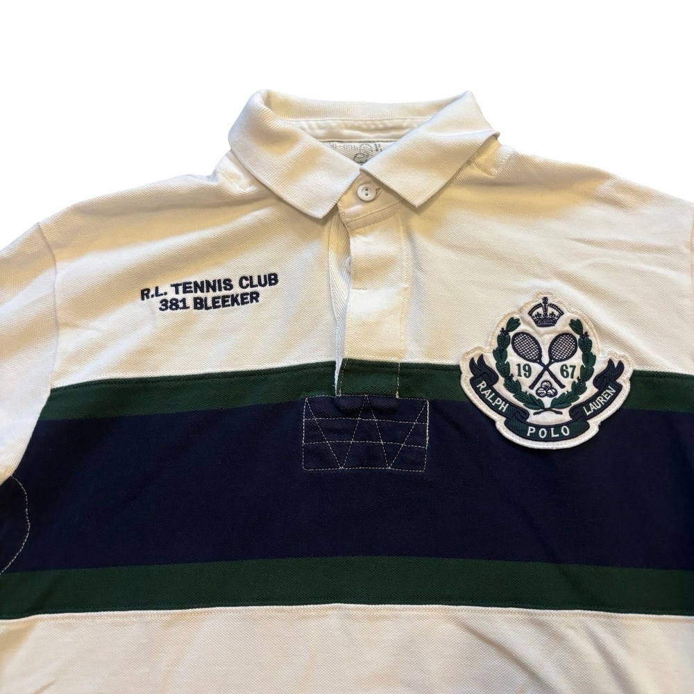 Polo Ralph Lauren Mens White Tennis Club 381 Bleeker Crest Polo Shirt Small